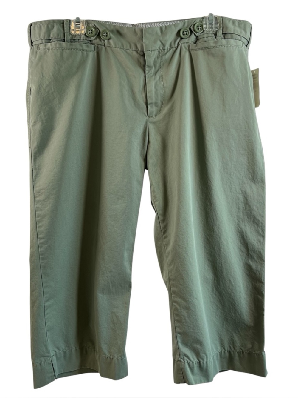 NWT Old Navy 100% Cotton Green Low Waist Wide Leg Capri Pants Sz 14